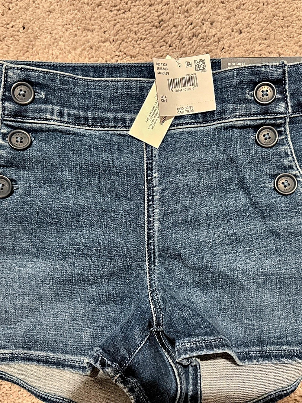 American Eagle High-Rise Shortie Denim Jean Shorts Size 4